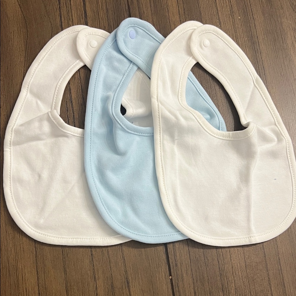 Soft Baby Bib Set - White and Blue